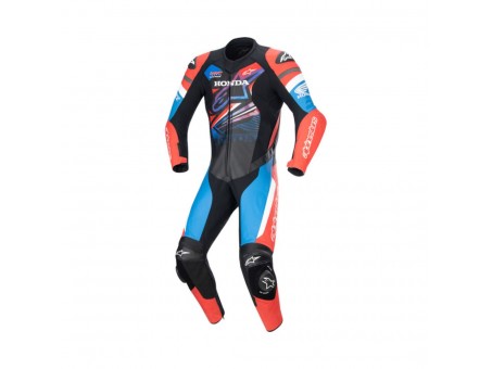 Combinezon de piele 1 piesa ALPINESTARS HONDA GP FORCE - negru/albastru/rosu