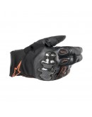 Manusi de piele sport impermeabile ALPINESTARS SMX-1 Drystar - Negru/Rosu fluo