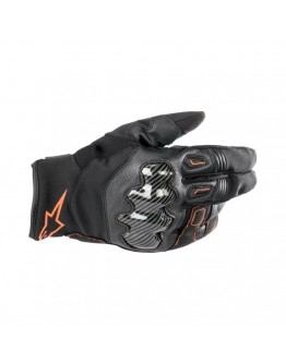 Manusi de piele sport impermeabile ALPINESTARS SMX-1 Drystar - Negru/Rosu fluo