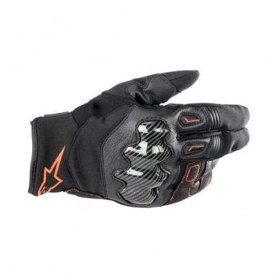 Manusi de piele sport impermeabile ALPINESTARS SMX-1 Drystar - Negru/Rosu fluo