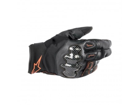 Manusi de piele sport impermeabile ALPINESTARS SMX-1 Drystar - Negru/Rosu fluo