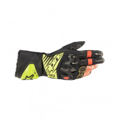 Manusi de piele race ALPINESTARS GP TECH V2 - Negru/Galben fluo/Alb/Rosu fluo