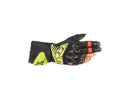 Manusi de piele race ALPINESTARS GP TECH V2 - Negru/Galben fluo/Alb/Rosu fluo