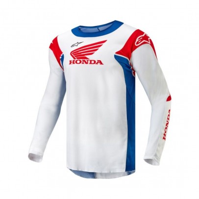 Tricou cross-enduro ALPINESTARS HONDA RACER ICONIC - Alb/Albastru/Rosu