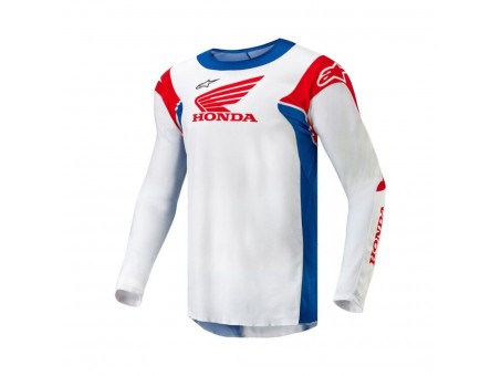 Tricou cross-enduro ALPINESTARS HONDA RACER ICONIC - Alb/Albastru/Rosu