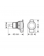 Priza DIN incorporabilă din aluminiu Lampa -  12/24V