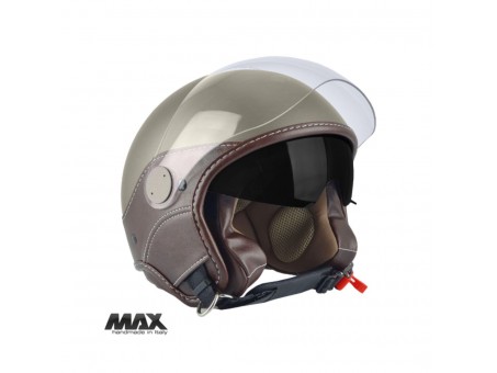 Casca open face (demi-jet) Max Helmets model DJDV06 LS Vision SV (ochelari soare integrati) - Maro Genesi mat (MGO) – 100% MADE IN ITALY