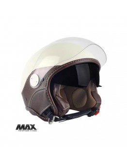 Casca open face (demi-jet) Max Helmets model DJDV06 LS Vision SV (ochelari soare integrati) - Crem lucios/negru (PLM) – 100% MADE IN ITALY