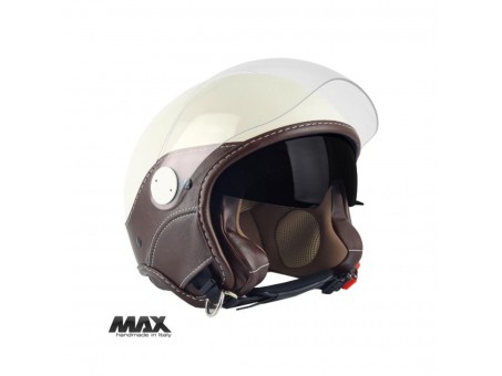 Casca open face (demi-jet) Max Helmets model DJDV06 LS Vision SV (ochelari soare integrati) - Crem lucios/negru (PLM) – 100% MADE IN ITALY