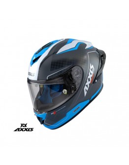 Casca integrala Axxis Cobra Rage A0 alb/albastru lucios carbon – 100% carbon