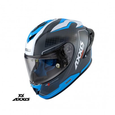 Casca integrala Axxis Cobra Rage A0 alb/albastru lucios carbon – 100% carbon