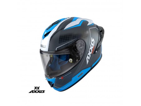 Casca integrala Axxis Cobra Rage A0 alb/albastru lucios carbon – 100% carbon