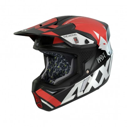 Casca off road Axxis Wolf Jackal B5 - rosu lucios