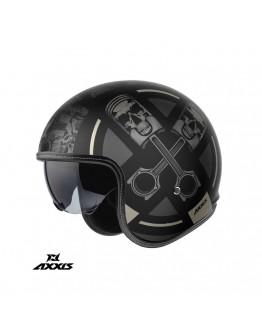 Casca Axxis model Hornet S SV Skulls Illustrated B1 - Negru mat (ochelari soare integrati) – omologare noua ECE 22.06