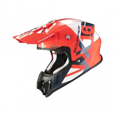 Casca cross-enduro SCORPION EXO VX-16 MACH - Alb/Negru/Rosu