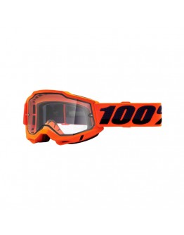 Ochelari 100% ACCURI 2 Enduro Moto Orange - Portocaliu/Negru cu lentila dubla transparenta