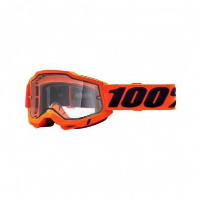 Ochelari 100% ACCURI 2 Enduro Moto Orange - Portocaliu/Negru cu lentila dubla transparenta