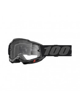 Ochelari 100% ACCURI 2 Enduro Moto BLACK - Negru/Gri cu lentila transparenta