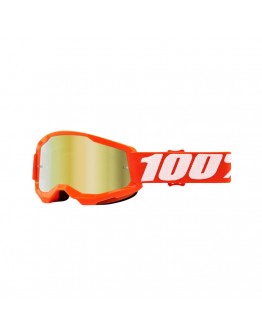 Ochelari 100% STRATA 2 YOUTH JUNIOR ORANGE - Portocaliu/Alb cu lentila oglinda aurie