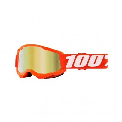 Ochelari 100% STRATA 2 YOUTH JUNIOR ORANGE - Portocaliu/Alb cu lentila oglinda aurie