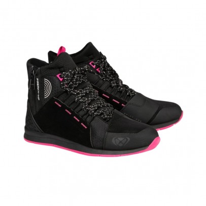 Ghete moto Urban femei All Season Ixon model Freaky WP LS 100% waterproof - Negru/Fuchsia (roz)