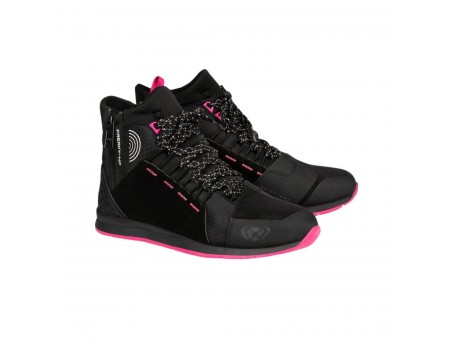 Ghete moto Urban femei All Season Ixon model Freaky WP LS 100% waterproof - Negru/Fuchsia (roz)