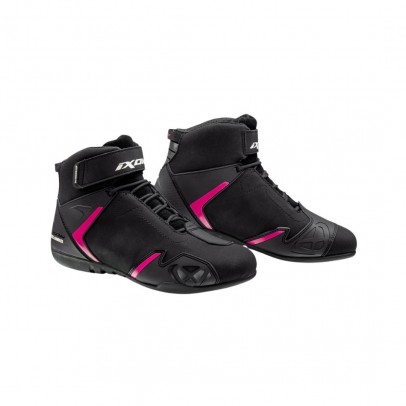 Ghete moto Roadster femei All Season Ixon model Gambler WP LS 100% waterproof - Negru/Fuchsia (roz)