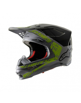 Casca cross-enduro Alpinestars Supertech S-M8 TRIPLE - Negru/Gri/Verde