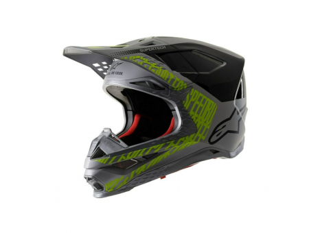 Casca cross-enduro Alpinestars Supertech S-M8 TRIPLE - Negru/Gri/Verde