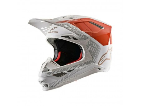 Casca cross-enduro Alpinestars Supertech S-M8 TRIPLE - Alb/Portocaliu