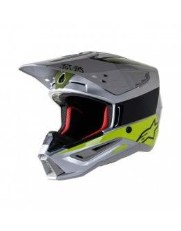 Casca cross-enduro Alpinestars Supertech S-M5 BOND - Negru,Argintiu,Galben