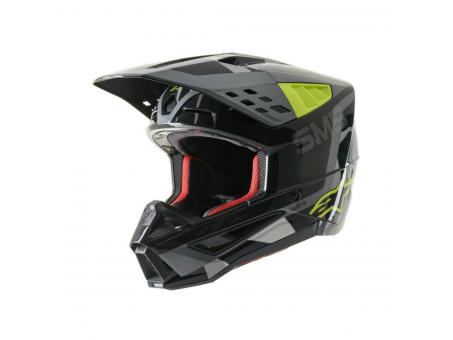 Casca cross-enduro Alpinestars Supertech S-M5 ROVER -  Negru/Galben fluor/Gri inchis