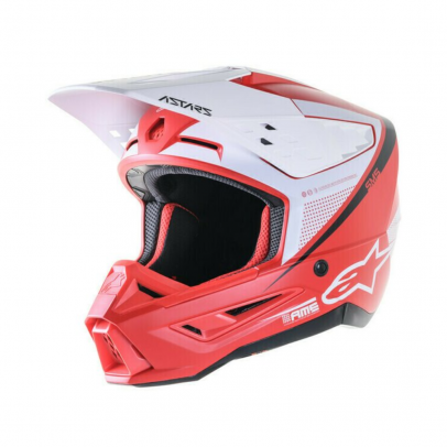 Casca cross-enduro Alpinestars Supertech S-M5 RAYON - Alb/Rosu