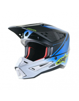 Casca cross-enduro Alpinestars Supertech S-M5 RAYON  - Alb/Albastru/Galben fluor