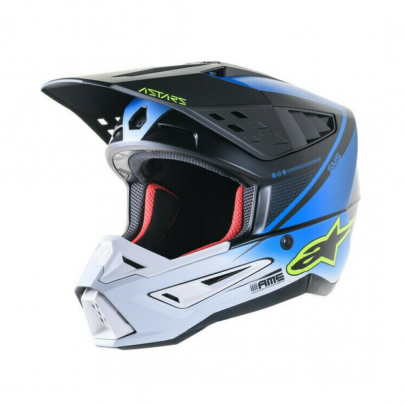 Casca cross-enduro Alpinestars Supertech S-M5 RAYON  - Alb/Albastru/Galben fluor