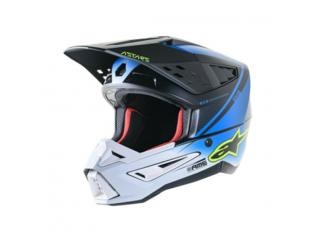 Casca cross-enduro Alpinestars Supertech S-M5 RAYON  - Alb/Albastru/Galben fluor