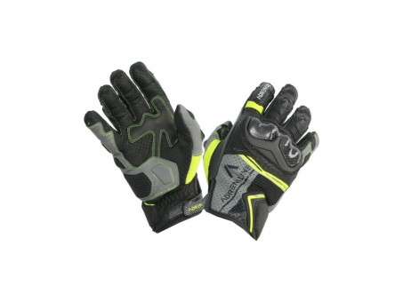 Manusi Touring Piele ADRENALINE HEXAGON PPE - Negru/Gri/Galben fluo