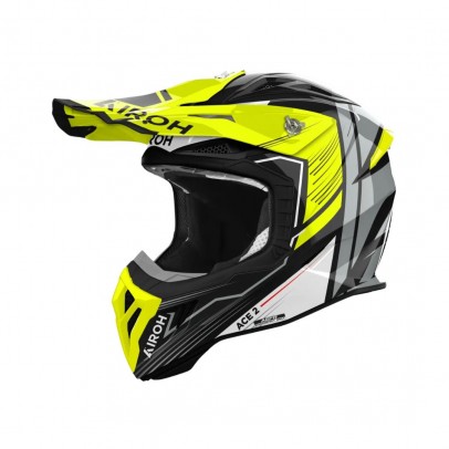 Casca cross/enduro/atv/quad Airoh Aviator Ace II Engine - Negru/Gri/Galben fluo