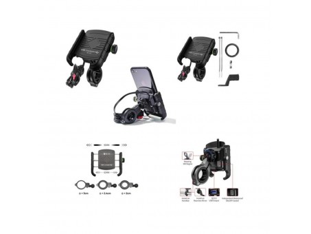 Suport telefon BIKETEC cu incarcator USB 3.0 R9-METAL USB QC