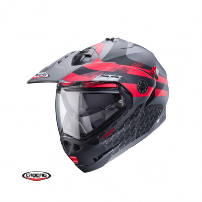 Casca flip-up/adventure Caberg Tourmax X SV Sarabe L2 Titanium/Negru/Rosu/Mat