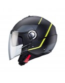 Casca open face CABERG Jet RIVIERA V4X GEO - Negru/Gri/Galben fluor mat