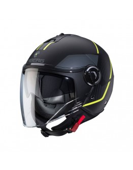 Casca open face CABERG Jet RIVIERA V4X GEO - Negru/Gri/Galben fluor mat