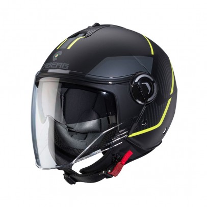 Casca open face CABERG Jet RIVIERA V4X GEO - Negru/Gri/Galben fluor mat