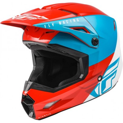 Casca cross/enduro Fly Racing Kinetic Straight Edge - Rosu/Albastru/Alb