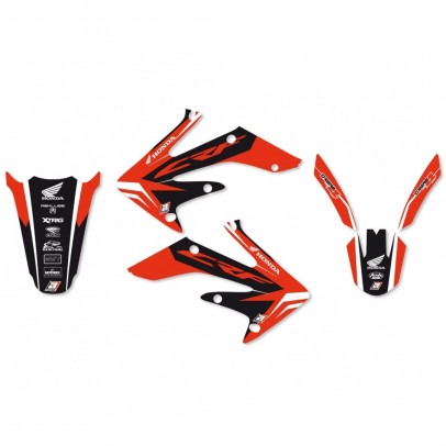 Kit grafic BLACKBIRD + husă șa HONDA CRF 250R '04-'09, CRF 250X '04-'21 DREAM 4 culoare Rosu Negru