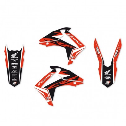 Kit grafic BLACKBIRD + husă șa HONDA CRF 250R '14-'17, CRF 450R '13-'16 DREAM 4 culoare Negru Rosu Alb