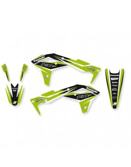 Kit grafic BLACKBIRD + husă șa KAWASAKI KXF 250 '17-'20 DREAM 4 culoare Verde Negru