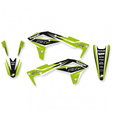 Kit grafic BLACKBIRD + husă șa KAWASAKI KXF 250 '17-'20 DREAM 4 culoare Verde Negru