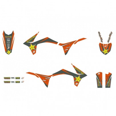 Kit grafic BLACKBIRD + husă șa KTM EXC  '12-'13, SX-SXF  '11-'12 ROCKSTAR ENERGY KTM