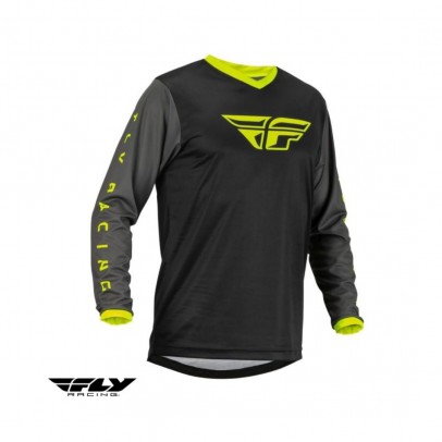 Tricou (bluza) cross-enduro Fly Racing model F-16 - Negru/galben fluor